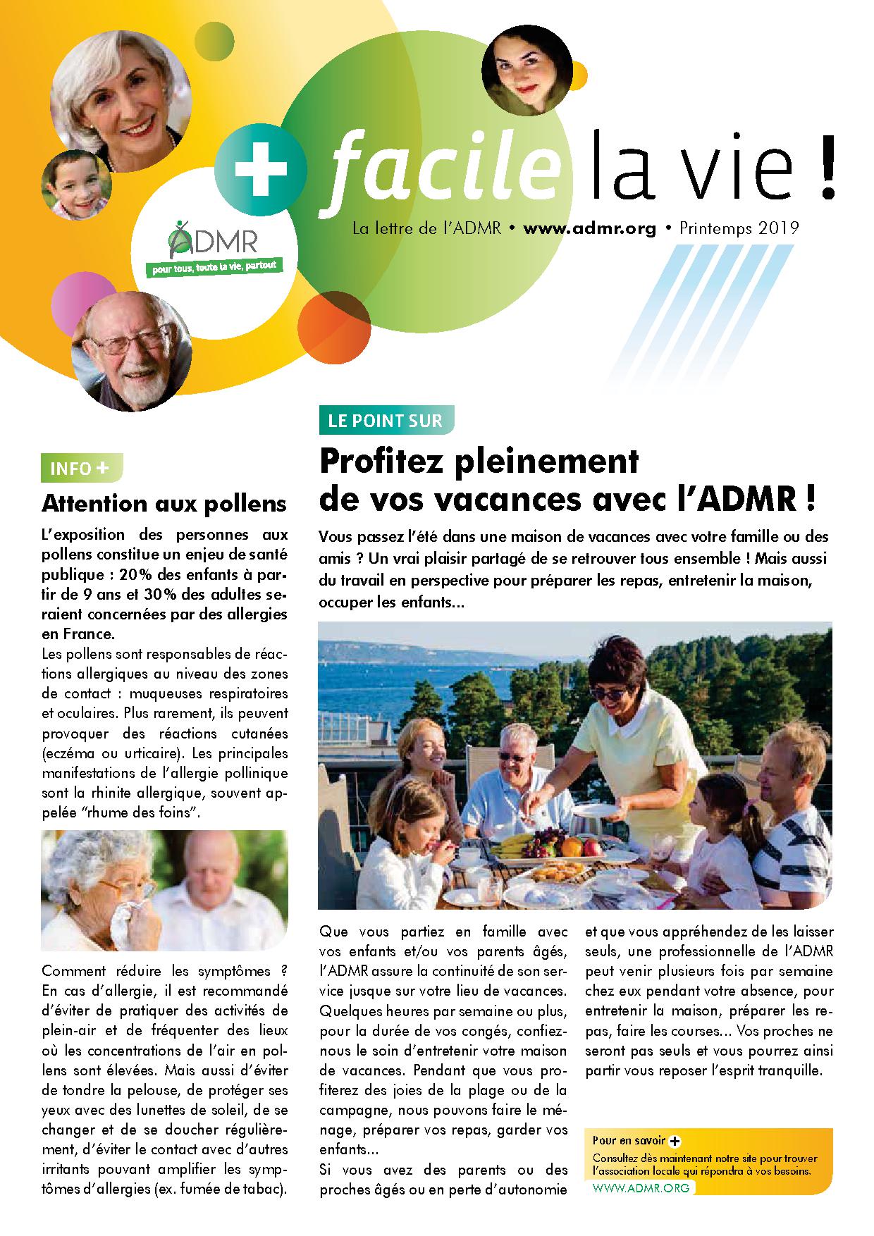 Newsletter ADMR | Printemps 2019