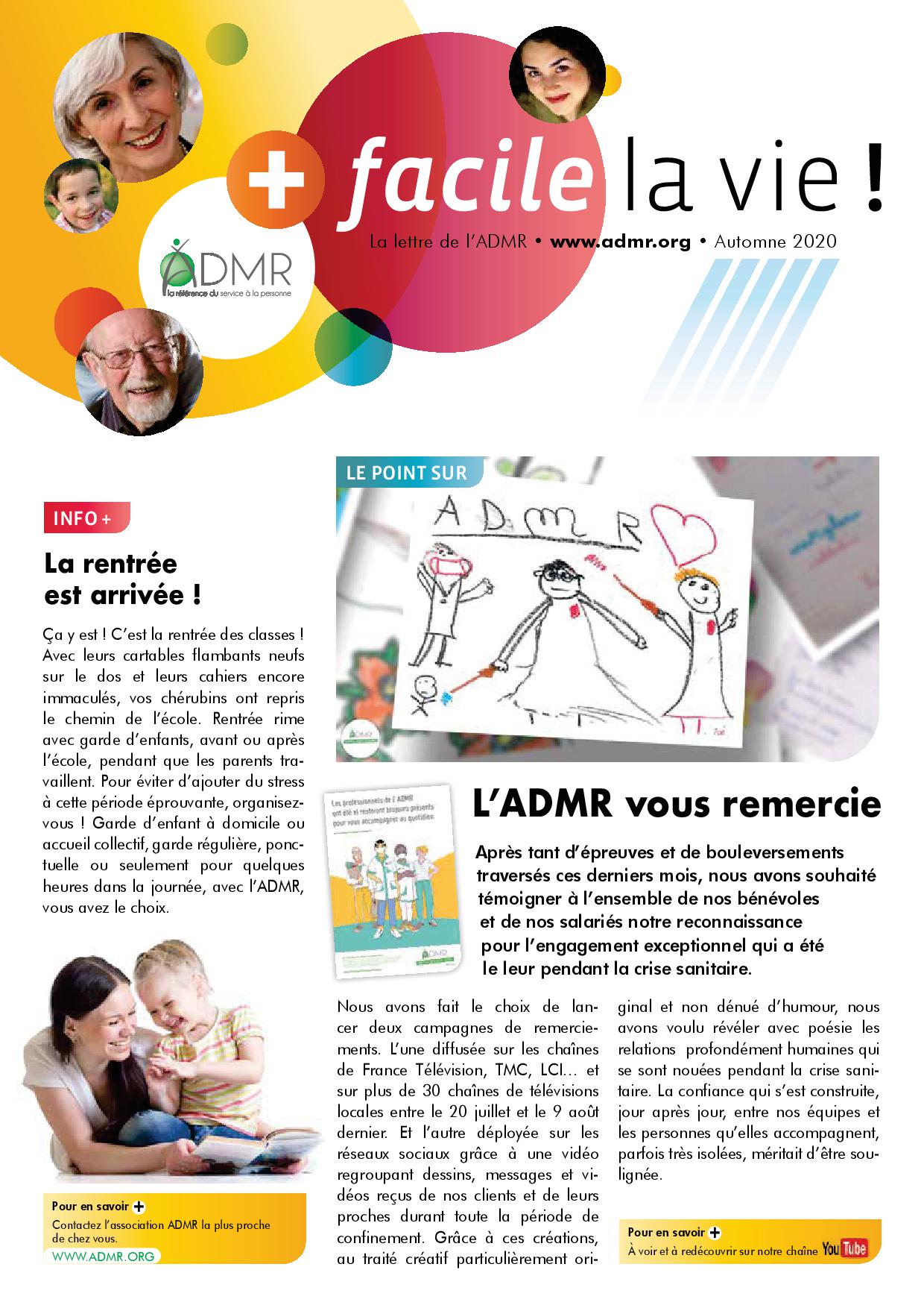 Newsletter ADMR | Automne 2020